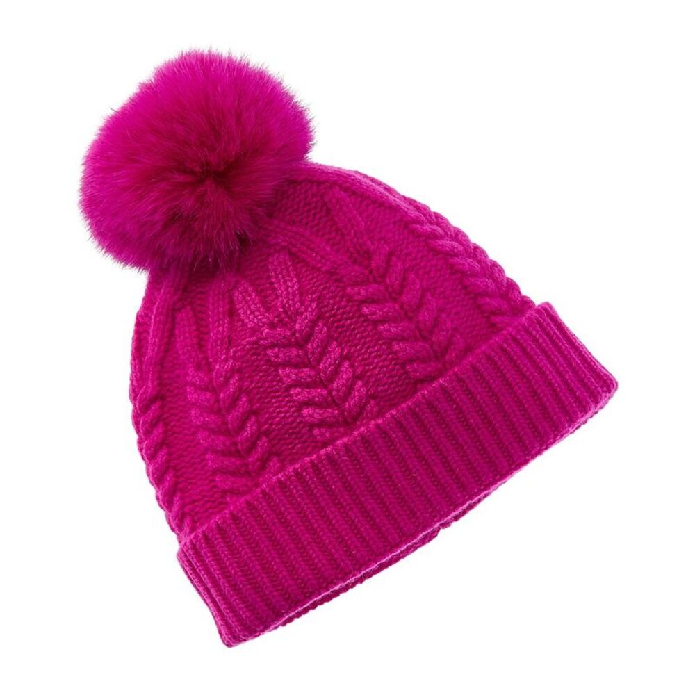 Sofiacashmere Cable Cashmere Hat, Pink
